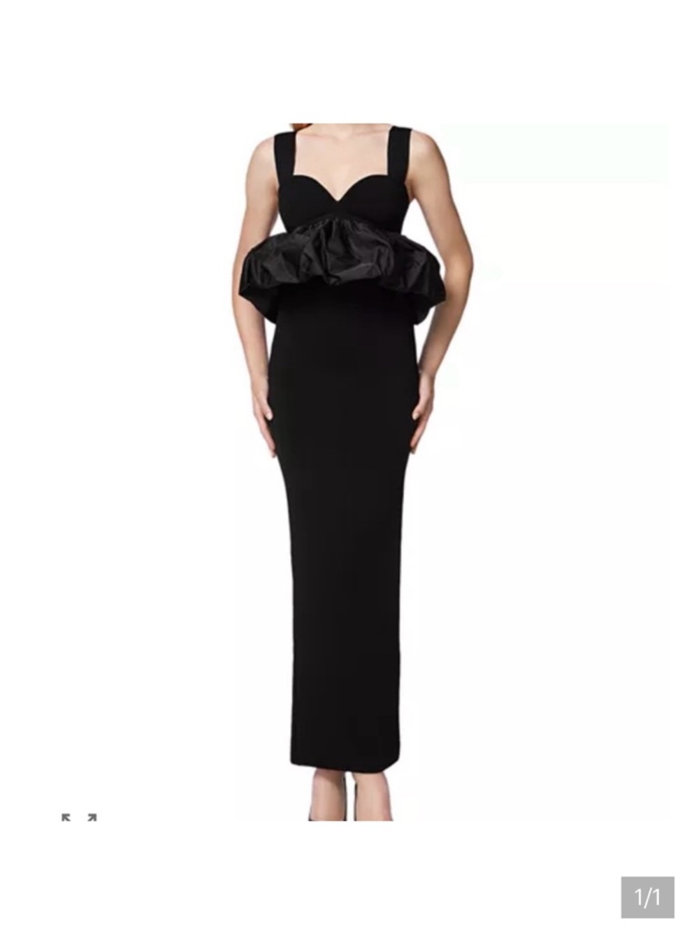 Herve Leger Black Ruched Peplum Column Gown